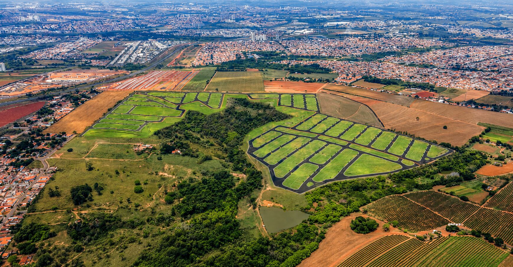 Vista aérea do loteamento em Hortolândia/SP